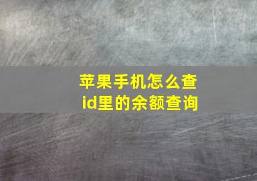 苹果手机怎么查id里的余额查询