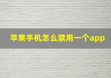 苹果手机怎么禁用一个app