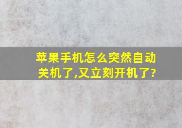 苹果手机怎么突然自动关机了,又立刻开机了?