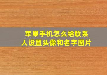 苹果手机怎么给联系人设置头像和名字图片