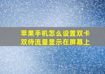 苹果手机怎么设置双卡双待流量显示在屏幕上