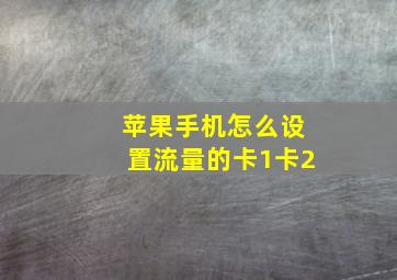 苹果手机怎么设置流量的卡1卡2