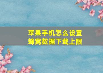 苹果手机怎么设置蜂窝数据下载上限