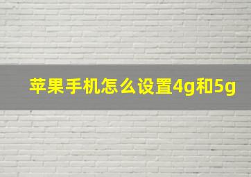 苹果手机怎么设置4g和5g