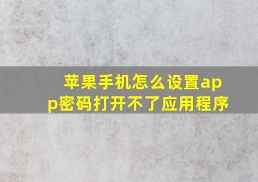 苹果手机怎么设置app密码打开不了应用程序