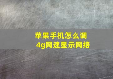 苹果手机怎么调4g网速显示网络