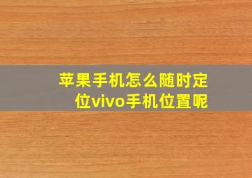 苹果手机怎么随时定位vivo手机位置呢