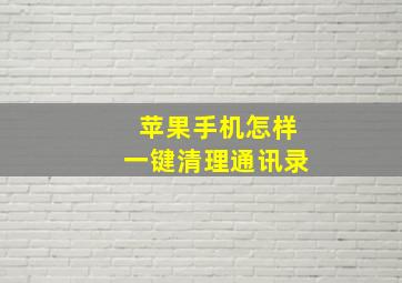 苹果手机怎样一键清理通讯录