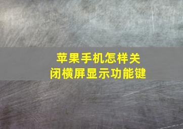 苹果手机怎样关闭横屏显示功能键