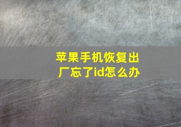 苹果手机恢复出厂忘了id怎么办