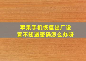 苹果手机恢复出厂设置不知道密码怎么办呀