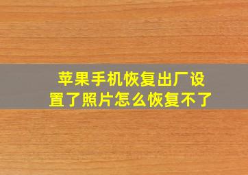 苹果手机恢复出厂设置了照片怎么恢复不了