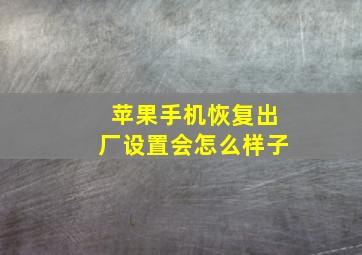 苹果手机恢复出厂设置会怎么样子