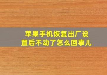 苹果手机恢复出厂设置后不动了怎么回事儿