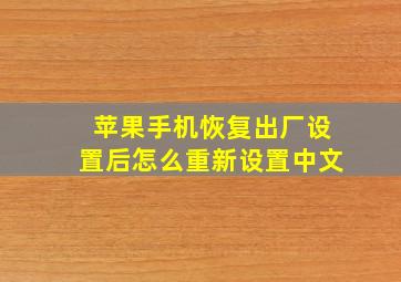 苹果手机恢复出厂设置后怎么重新设置中文