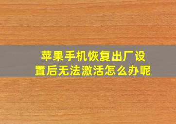 苹果手机恢复出厂设置后无法激活怎么办呢