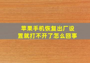 苹果手机恢复出厂设置就打不开了怎么回事