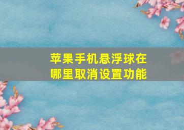 苹果手机悬浮球在哪里取消设置功能