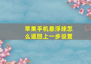 苹果手机悬浮球怎么返回上一步设置