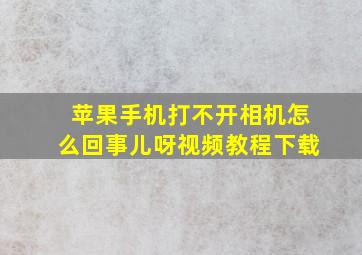 苹果手机打不开相机怎么回事儿呀视频教程下载