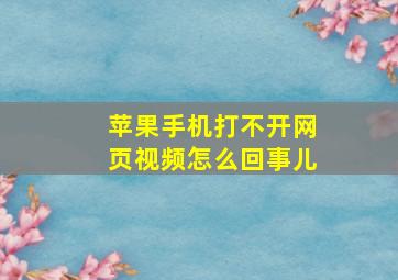 苹果手机打不开网页视频怎么回事儿