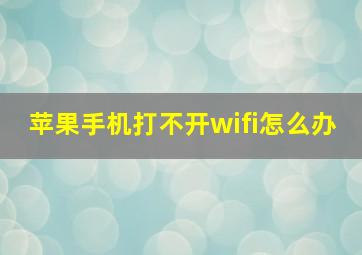 苹果手机打不开wifi怎么办