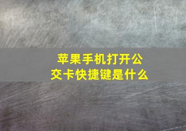 苹果手机打开公交卡快捷键是什么