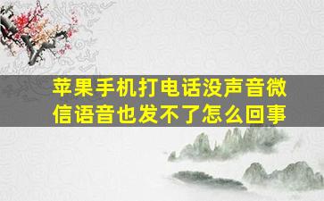 苹果手机打电话没声音微信语音也发不了怎么回事