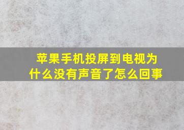 苹果手机投屏到电视为什么没有声音了怎么回事