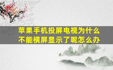 苹果手机投屏电视为什么不能横屏显示了呢怎么办