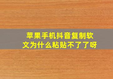 苹果手机抖音复制软文为什么粘贴不了了呀