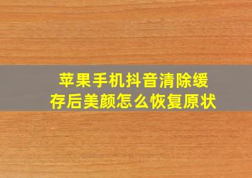 苹果手机抖音清除缓存后美颜怎么恢复原状