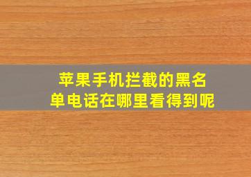 苹果手机拦截的黑名单电话在哪里看得到呢