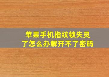 苹果手机指纹锁失灵了怎么办解开不了密码