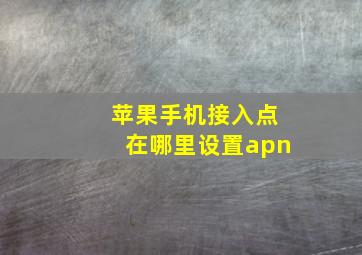 苹果手机接入点在哪里设置apn