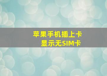 苹果手机插上卡显示无SIM卡