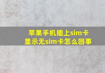 苹果手机插上sim卡显示无sim卡怎么回事