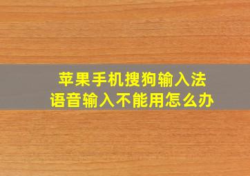 苹果手机搜狗输入法语音输入不能用怎么办