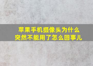 苹果手机摄像头为什么突然不能用了怎么回事儿