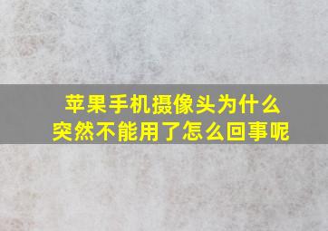 苹果手机摄像头为什么突然不能用了怎么回事呢