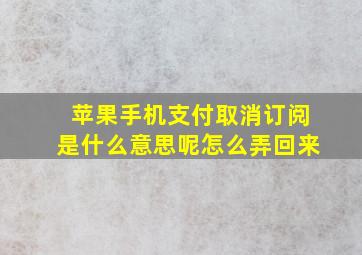 苹果手机支付取消订阅是什么意思呢怎么弄回来