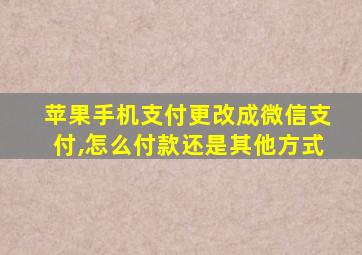 苹果手机支付更改成微信支付,怎么付款还是其他方式