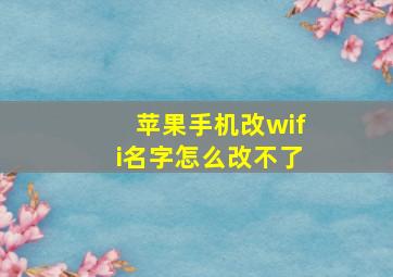 苹果手机改wifi名字怎么改不了