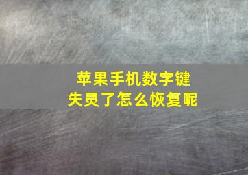 苹果手机数字键失灵了怎么恢复呢