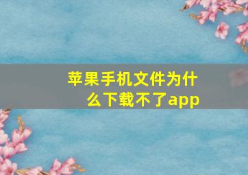 苹果手机文件为什么下载不了app