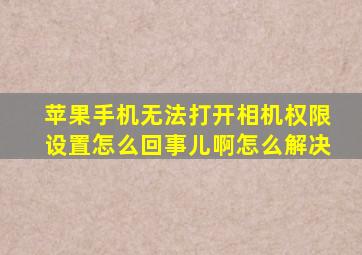 苹果手机无法打开相机权限设置怎么回事儿啊怎么解决