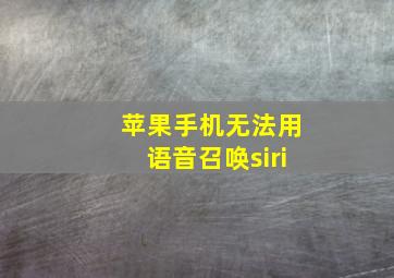 苹果手机无法用语音召唤siri