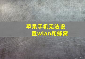 苹果手机无法设置wlan和蜂窝