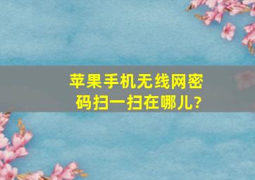 苹果手机无线网密码扫一扫在哪儿?