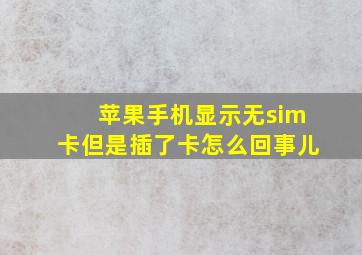 苹果手机显示无sim卡但是插了卡怎么回事儿